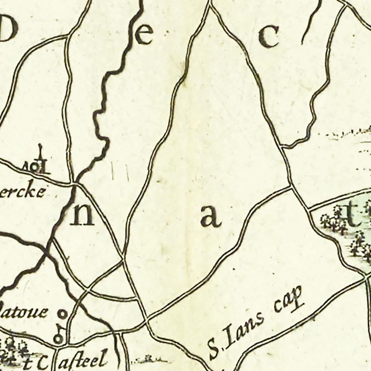 Vintage Map of Ypres, Belgium 1665