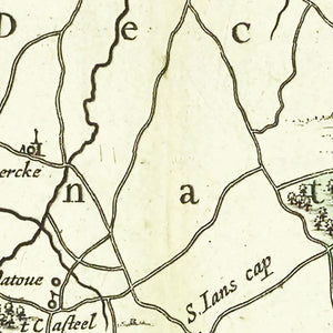 Vintage Map of Ypres, Belgium 1665