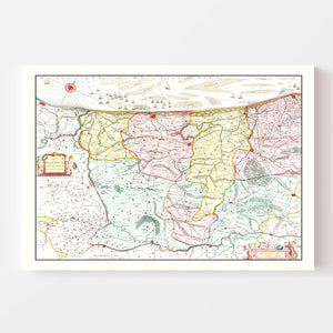 Vintage Map of Western Flanders, Belgium 1665
