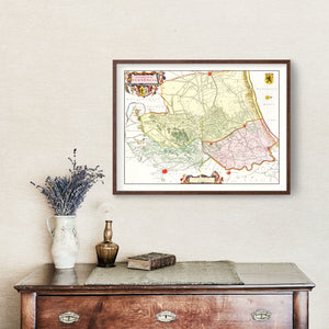 Vintage Map of Veurne, Belgium 1665