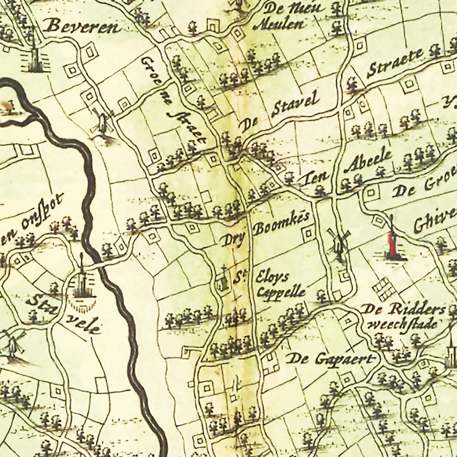 Vintage Map of Veurne, Belgium 1665