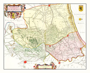 Vintage Map of Veurne, Belgium 1665