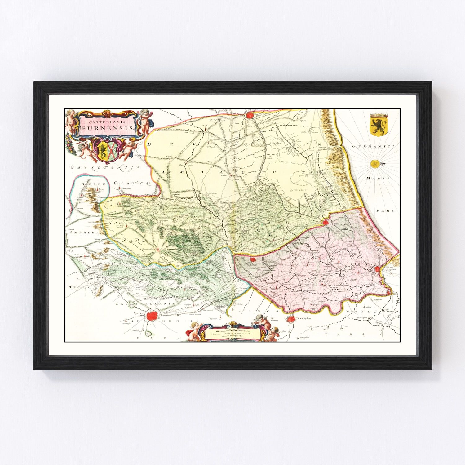 Vintage Map of Veurne, Belgium 1665