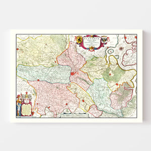 Vintage Map of Flanders, Belgium 1665