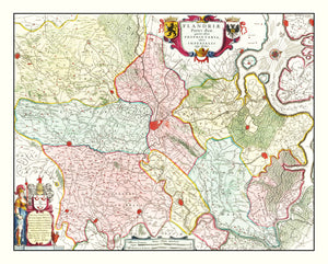 Vintage Map of Flanders, Belgium 1665