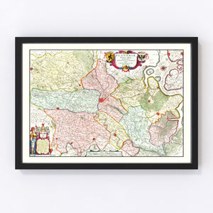 Vintage Map of Flanders, Belgium 1665