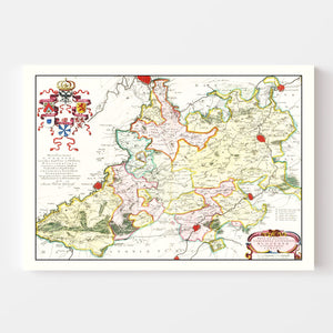 Vintage Map of Ghent Region, Belgium 1665