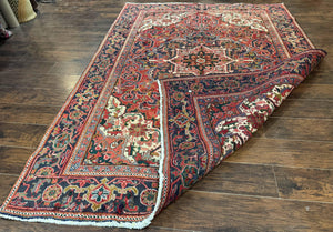 Persian Heriz Rug 6.6 x 9, Geometric Wool Persian Carpet