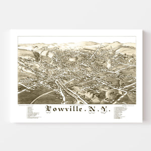 Vintage Map of Lowville, New York 1885