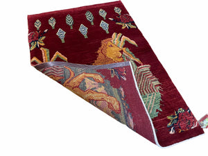 3 X 5 Handmade Rug New Vintage Rug Quality Wool Pictorial Lion Jungle Veg Dyes