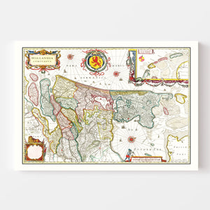 Vintage Map of Holland 1665