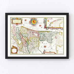 Vintage Map of Holland 1665