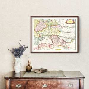Vintage Map of Southern Holland 1665