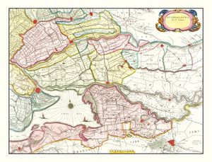 Vintage Map of Southern Holland 1665