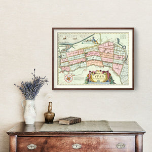 Vintage Map of Zijpe, Holland 1665