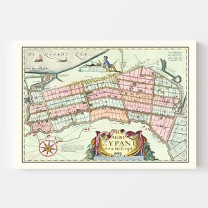 Vintage Map of Zijpe, Holland 1665