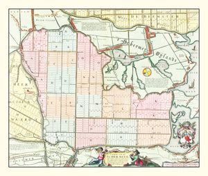 Vintage Map of Schermer, Holland 1665