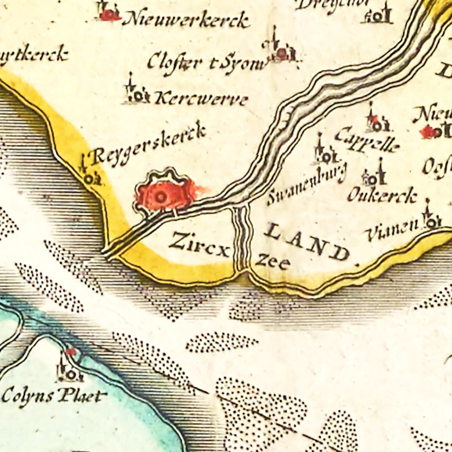 Vintage Map of Zeeland, Holland 1665