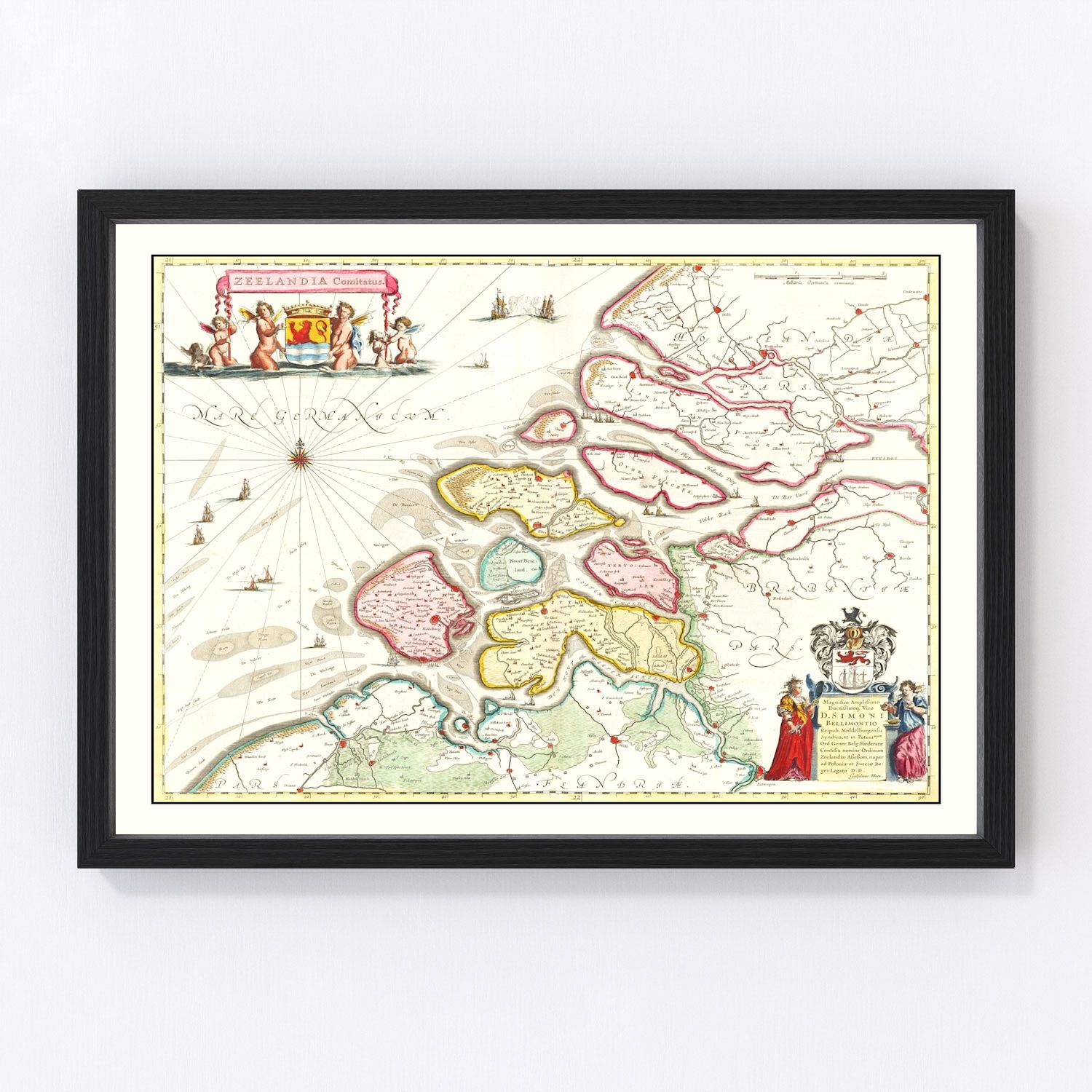 Vintage Map of Zeeland, Holland 1665