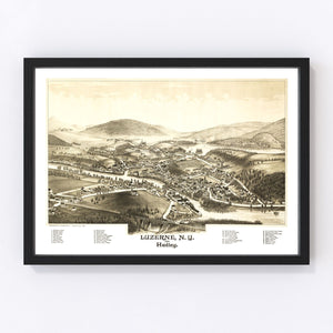 Vintage Map of Luzerne & Hadley, New York 1888
