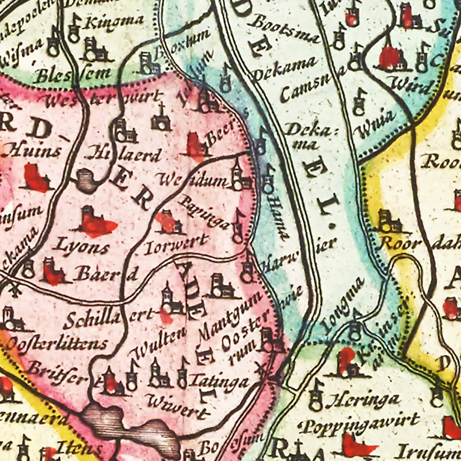 Vintage Map of West Friesland, Holland 1665