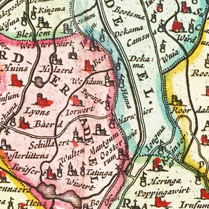 Vintage Map of West Friesland, Holland 1665