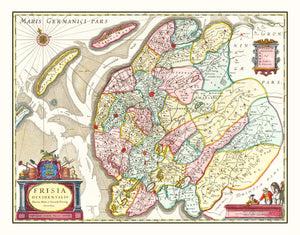 Vintage Map of West Friesland, Holland 1665