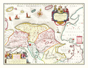 Vintage Map of Groningen, Holland 1665