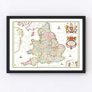 Vintage Map of the United Kingdom 1665