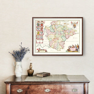 Vintage Map of Devon 1665