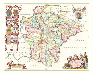 Vintage Map of Devon 1665