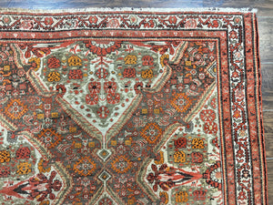 Wonderful Antique Persian Malayer Rug 4x6, Wool Hand Knotted Authentic Oriental Carpet, Very Fine