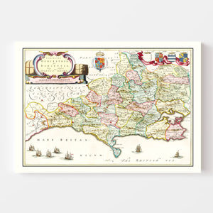 Vintage Map of Dorsetshire 1665