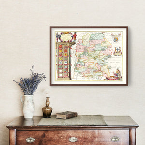 Vintage Map of Wiltshire 1665