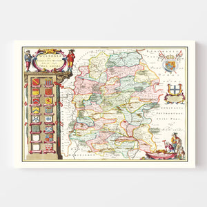 Vintage Map of Wiltshire 1665