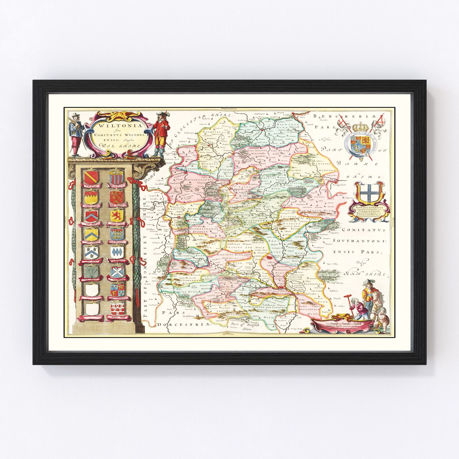 Vintage Map of Wiltshire 1665