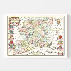 Vintage Map of Hampshire 1665