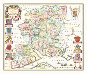 Vintage Map of Hampshire 1665