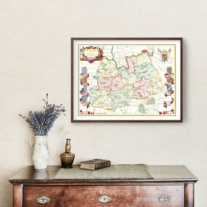 Vintage Map of Surrey 1665