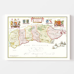 Vintage Map of Sussex 1665