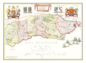Vintage Map of Sussex 1665