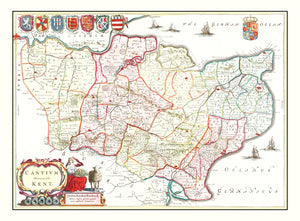 Vintage Map of Kent 1665