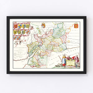 Vintage Map of Gloucestershire 1665