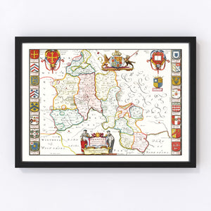 Vintage Map of Oxfordshire 1665