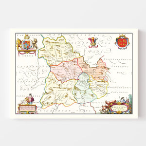 Vintage Map of Brecknockshire 1665