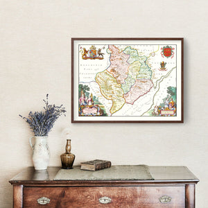 Vintage Map of Pembrokeshire 1665