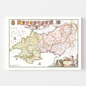 Vintage Map of Pembrokeshire 1665