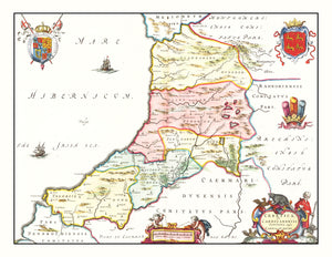 Vintage Map of Montgomeryshire 1665