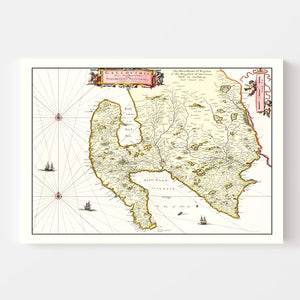 Vintage Map of West Galloway, Scotland 1665
