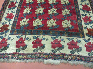 4' X 5' Semi Antique Handmade Fine Turkish Flowers Bouquet Wool Rug Nice
